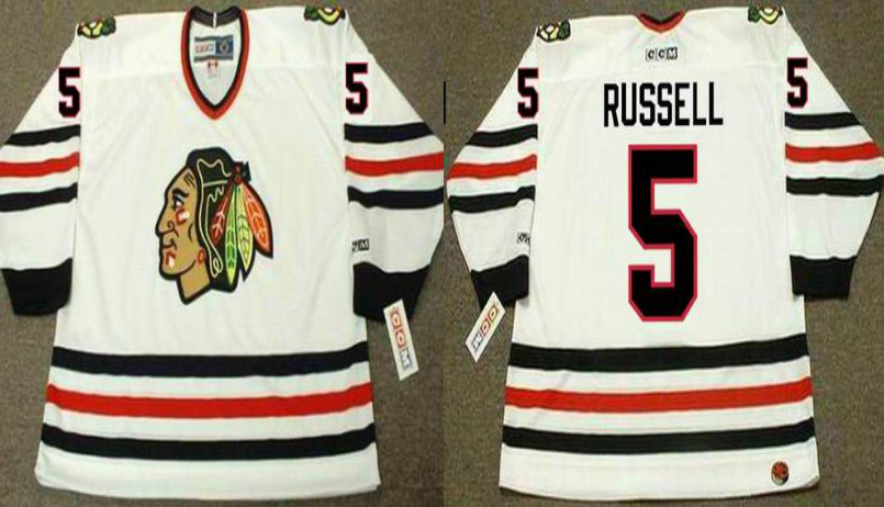 2019 Men Chicago Blackhawks #5 Russell white CCM NHL jerseys